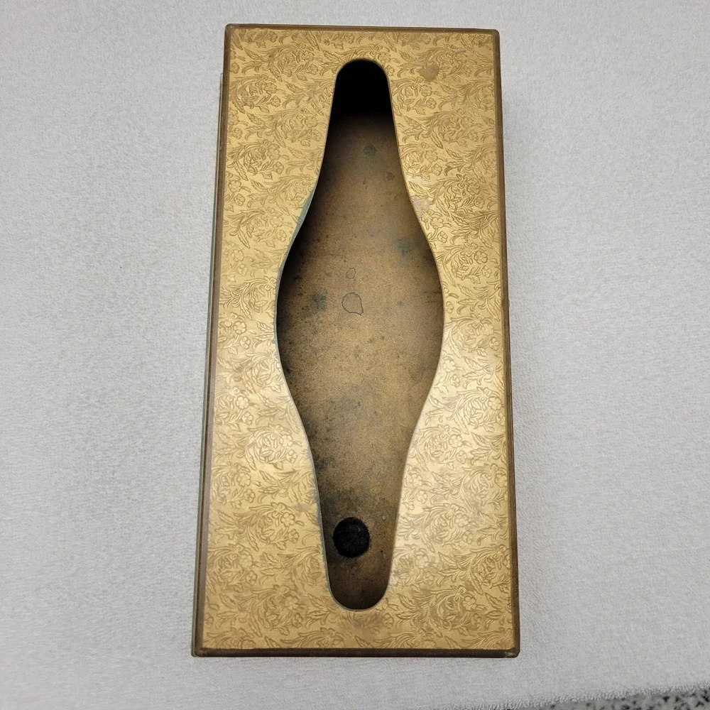 Vintage Hanging‎ Tissue Box holder Acrylic Gold w/ mirror bottom
